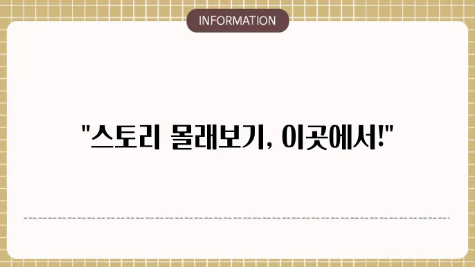 인스타그램 스토리 몰래보기 사이트 5곳 2025년