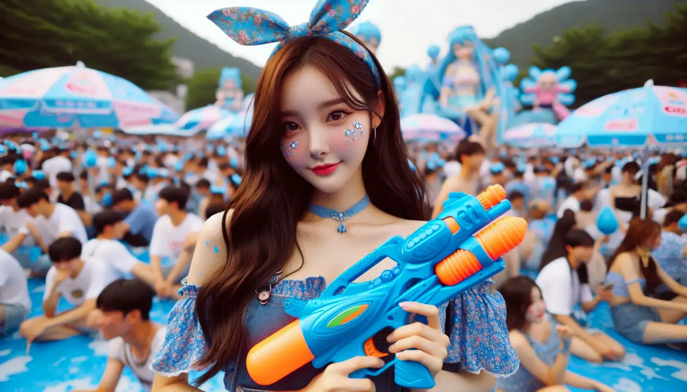 흠뻑쇼-코디를-알아보고-페스티벌을-즐기는-여성의-모습