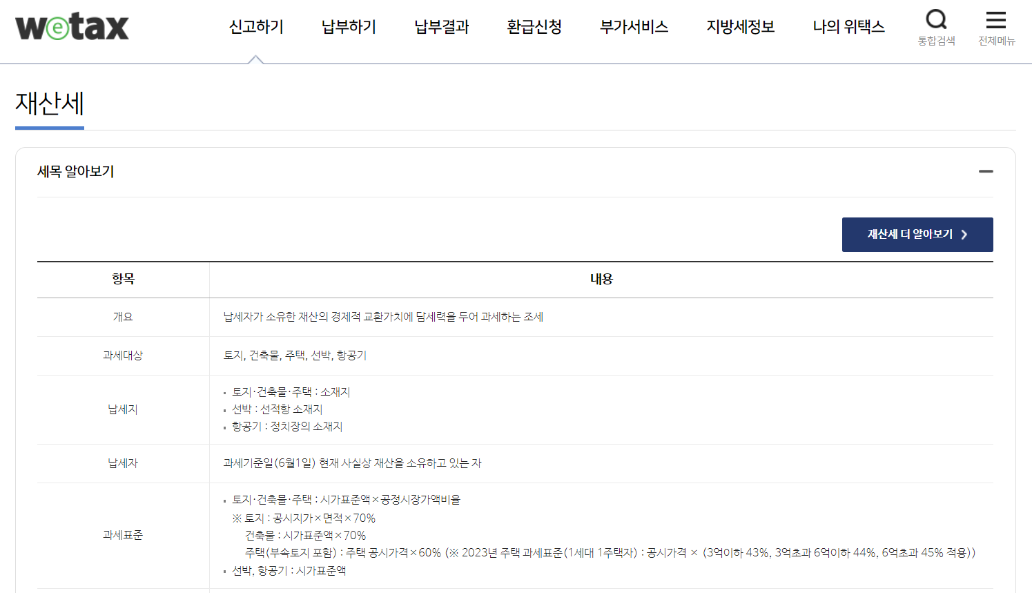 위택스 재산세 조회 납부