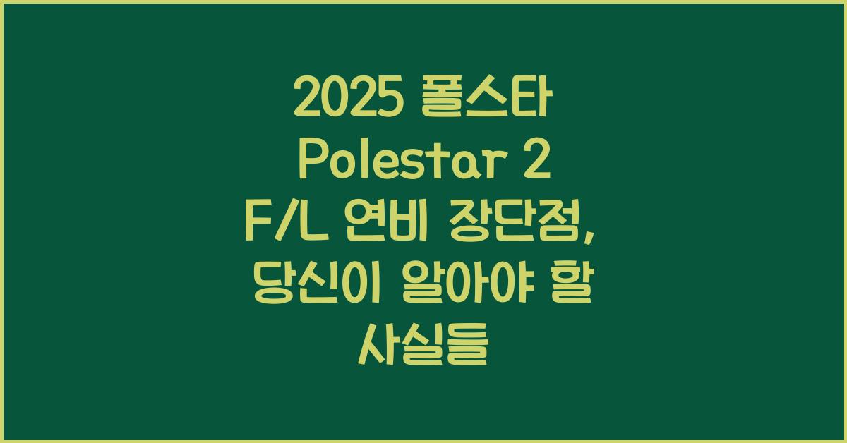 2025 폴스타 Polestar 2 F/L 연비 장단점