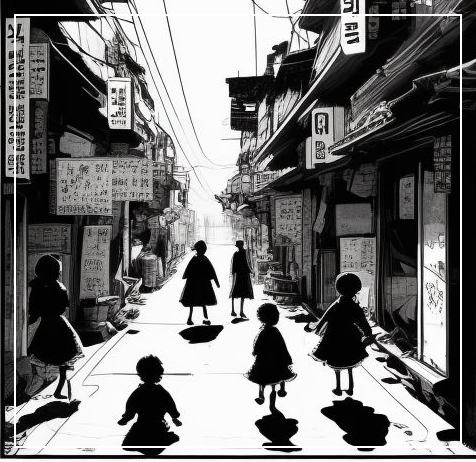 1970년대-대한민국-도시거리-상상한-풍경-흑백-그림-사진