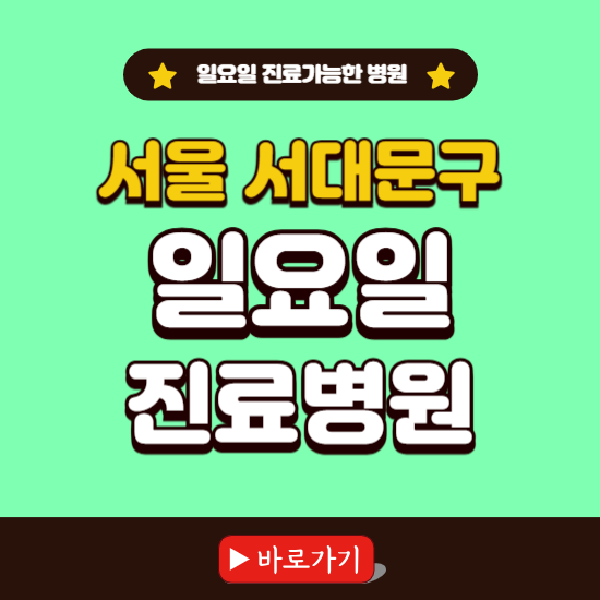 서울 서대문구 일요일 진료 가능한 병원 ❘ 주말 문여는 곳 총정리 (소아과, 내과, 안과, 치과, 피부과, 정형외과, 산부인과)