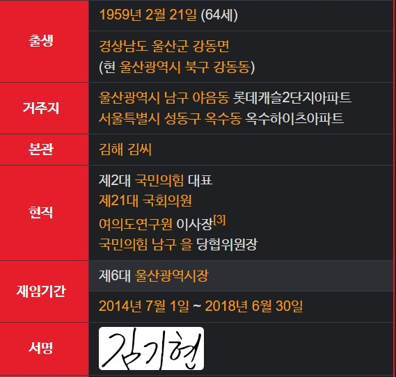 김기현 대표 프로필