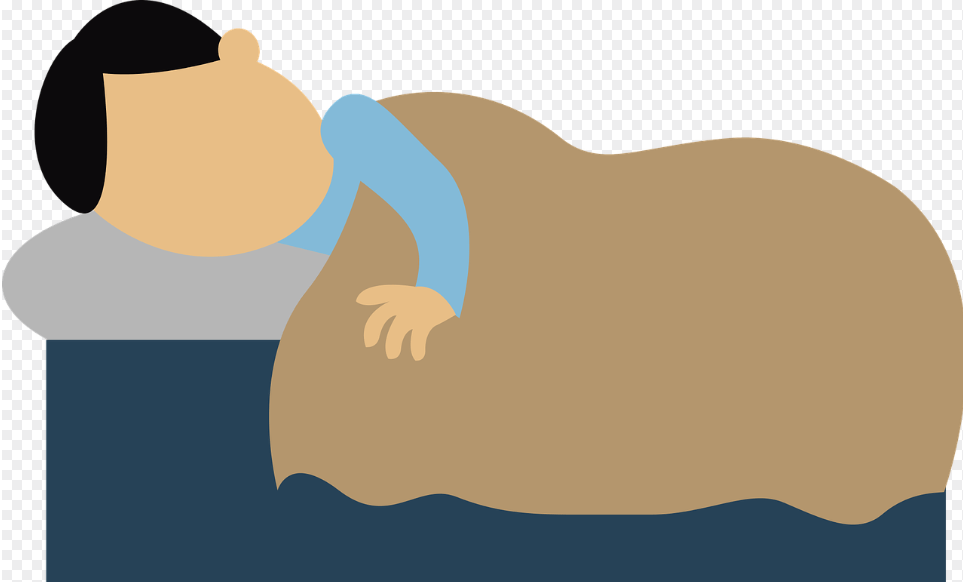 침대에서 잠이 든 남성