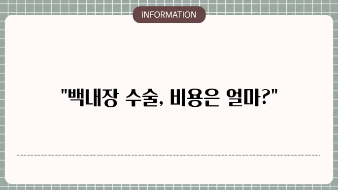 백내장 수술비: 