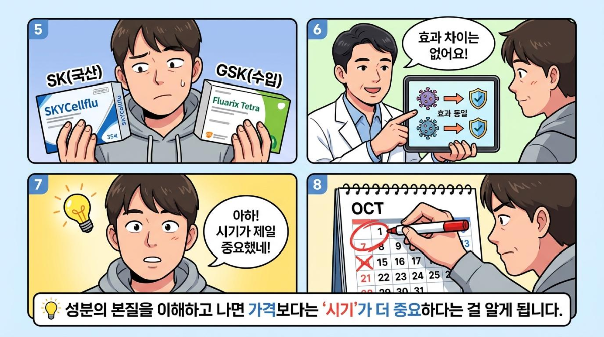 백신 성분 차이를 깨닫고 접종 골든타임을 확인하는 5~8컷