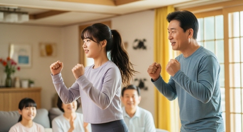 홈트하는 10대 딸을 응원하는 아버지