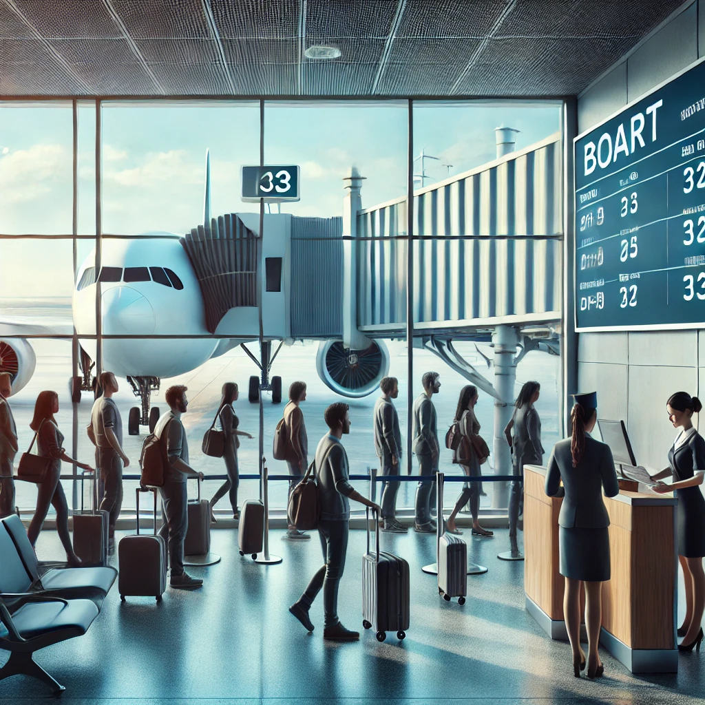 공항에서 탑승전 게이트 앞에서 기다리고 있는 이미지 사진