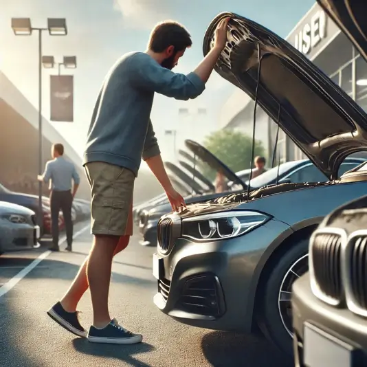 중고차 구매 시 차량을 점검하는 모습