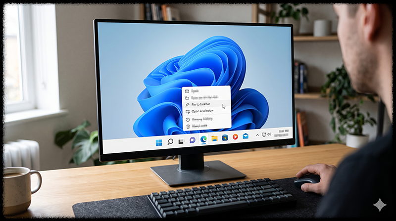 자주 사용하는 프로그램을 Windows 11 작업 표시줄에 고정하는 모습