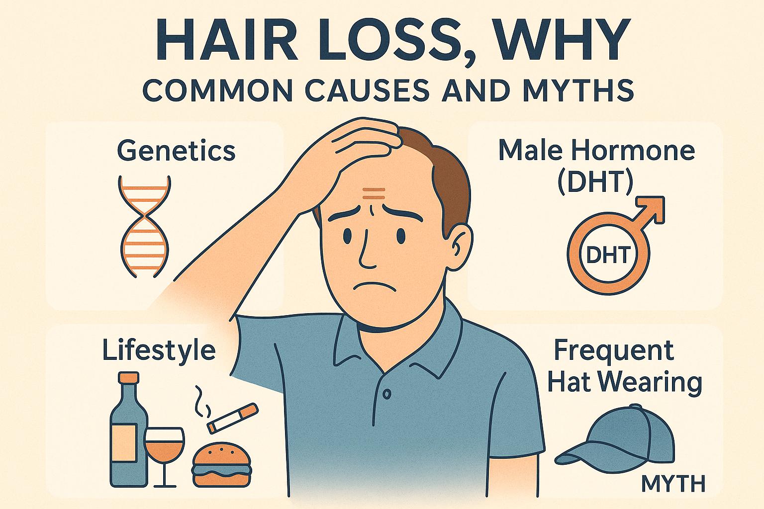 탈모증상이 있는 중년의 이미지 만화체 그림