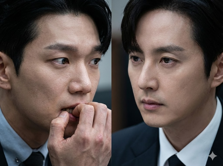 원종수가 박태진의 눈치를 살피며 불안하게 손톱을 물어뜯거나 떠는 디테일 컷