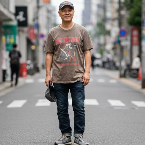 스트릿 브랜드를 입은 중년