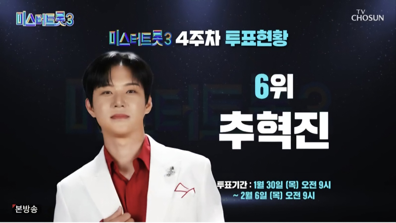 미스터트롯3 7회 4주차 대국민투표결과 순위