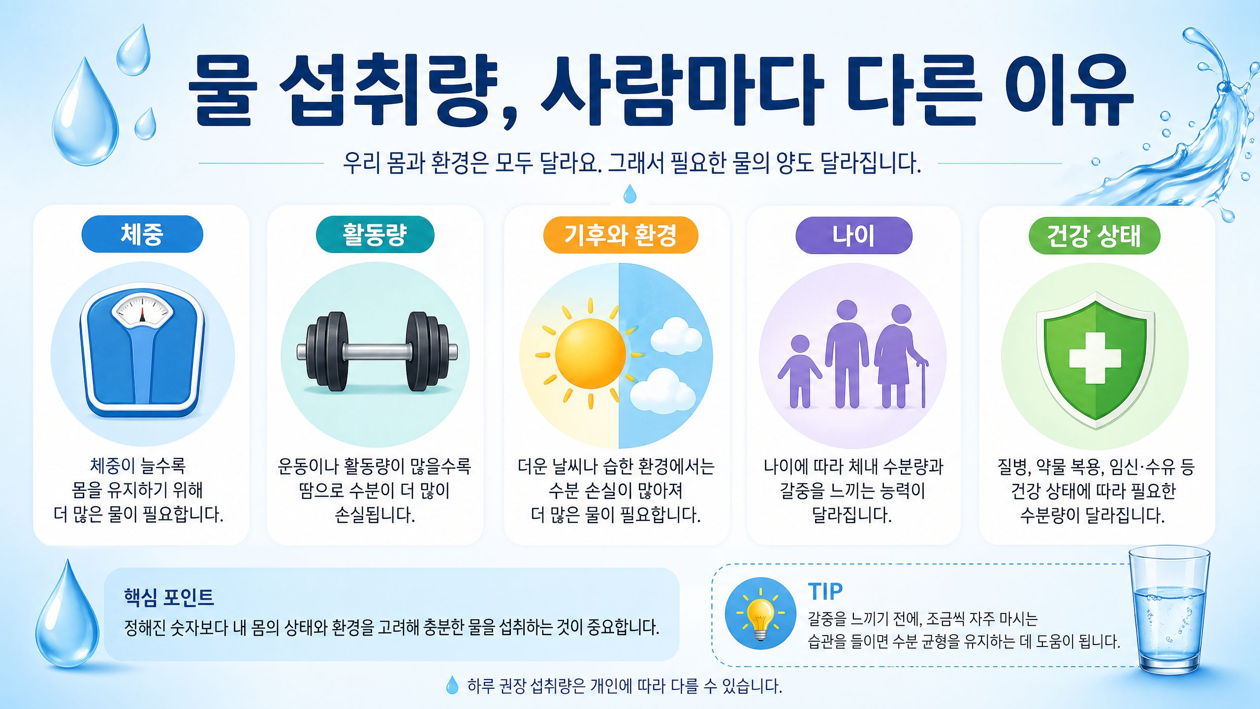 하루 물 섭취량 기준