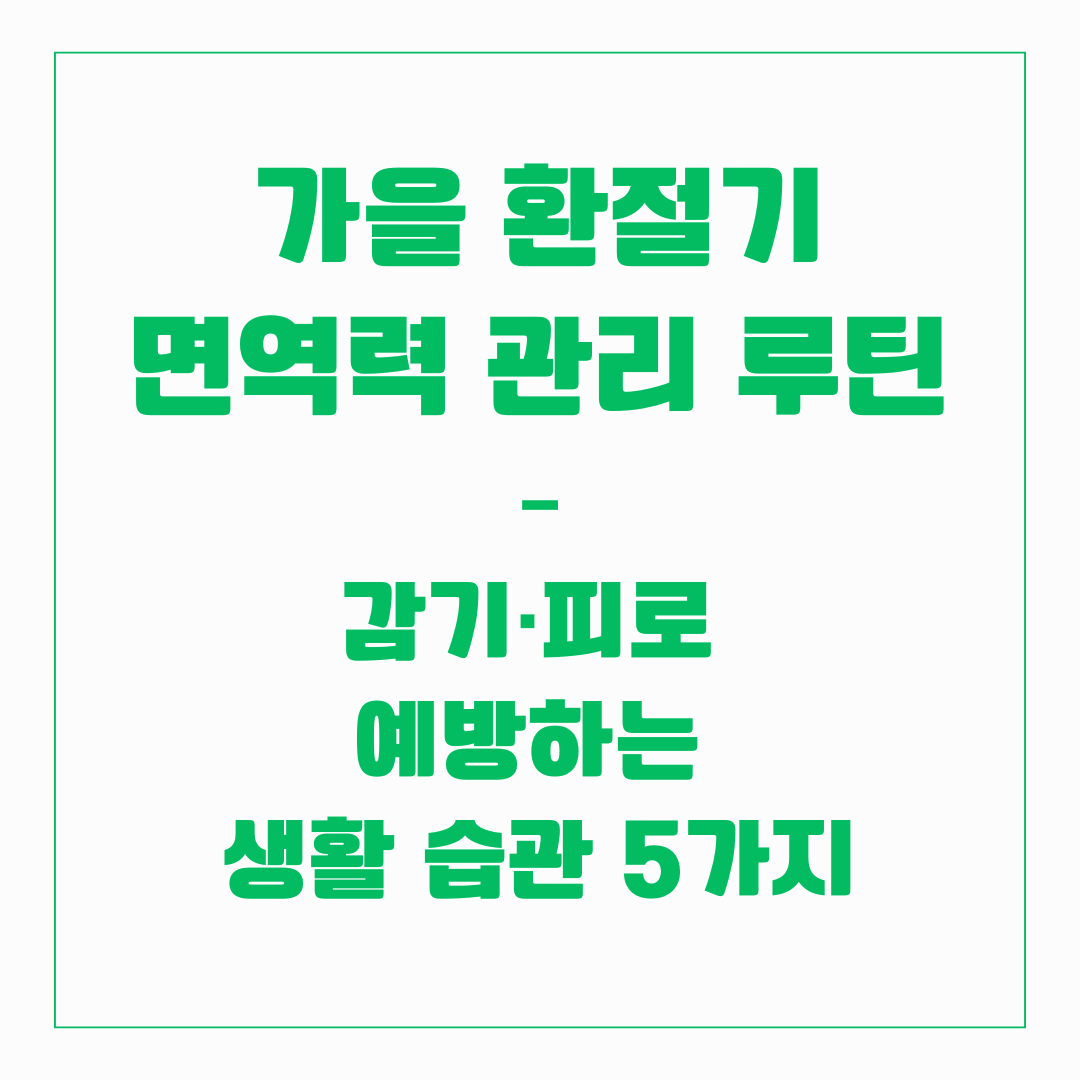 가을 환절기 면역력 관리 루틴
