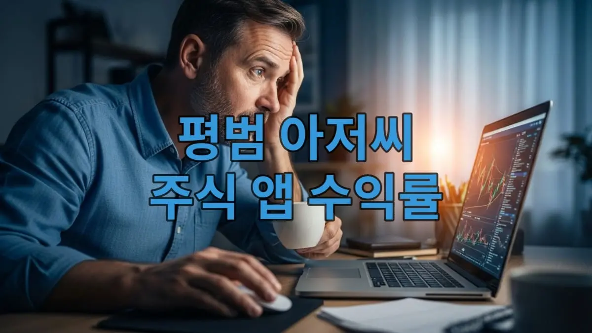 밤늦게 주식 앱을 개발하며 차트를 분석하는 평범한 중년 남성 투자자의 모습