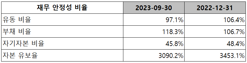 심텍 - 재무 안정성 비율