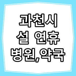 과천시 설 연휴 진료 하는 병원과 약국 알아보기