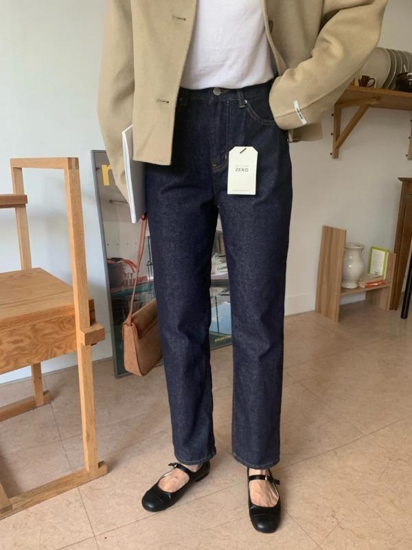 논페이드 이염없는 생지 데님 팬츠 슬림 일자 청바지 블랙진 (진청, 흑청)