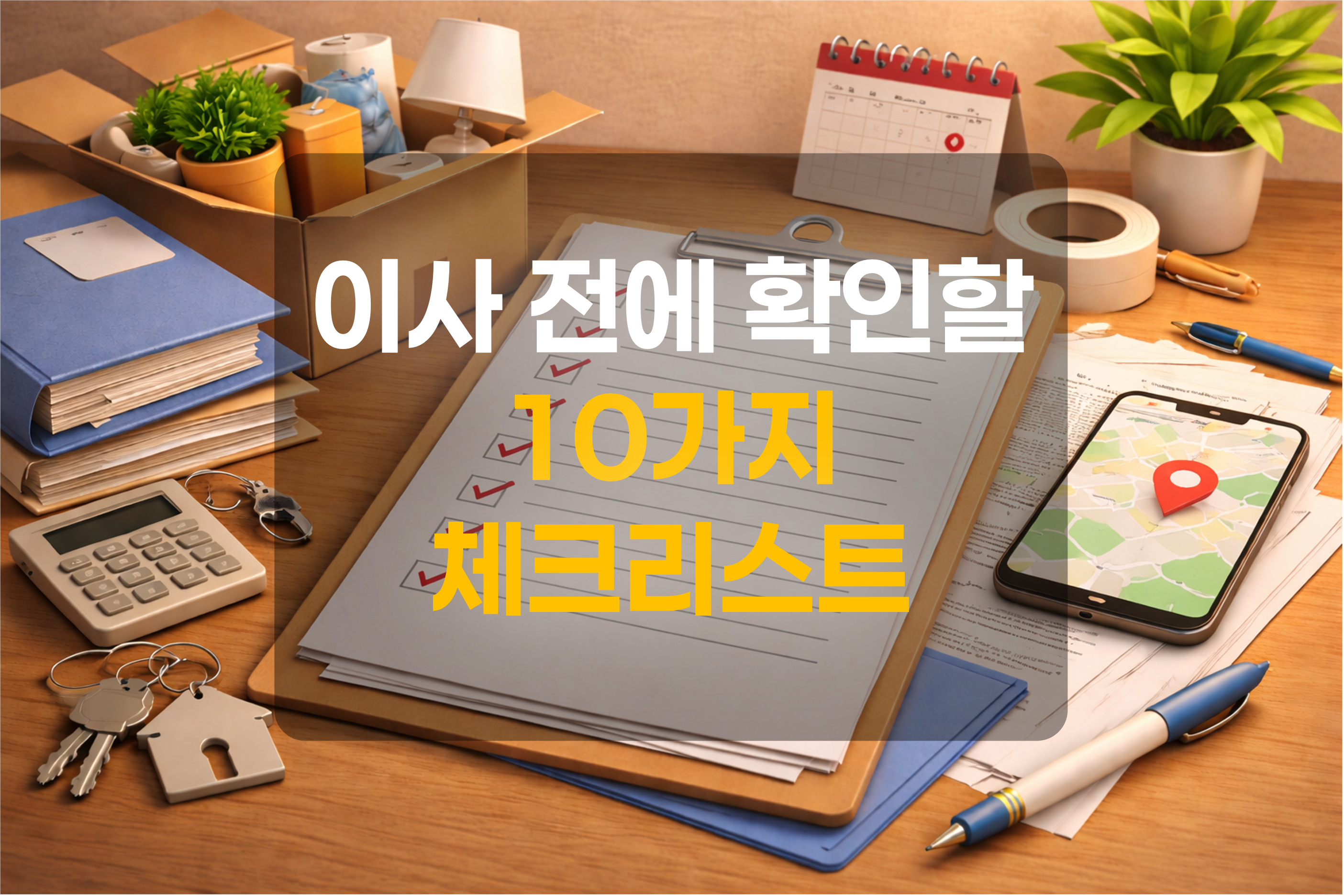 이사 전 체크리스트를 작성하는 모습을 표현한 그림