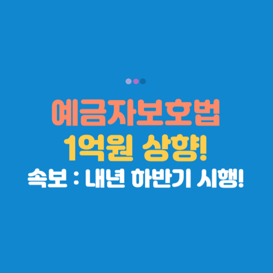 예금자보호법 1억원 상향 속보