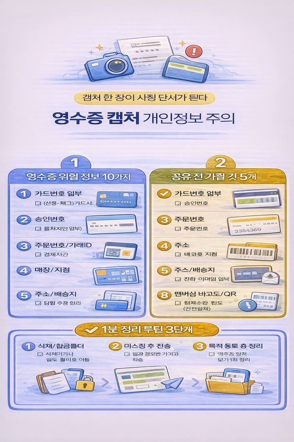 현금영수증/영수증 이미지의 개인정보 주의점