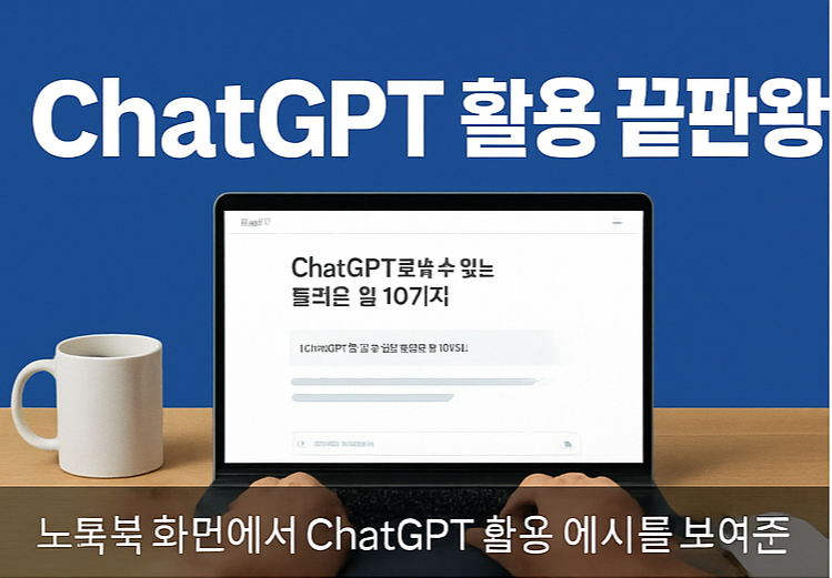 노트북 화면에서 ChatGPT 활용 예시를 보여주는 장면