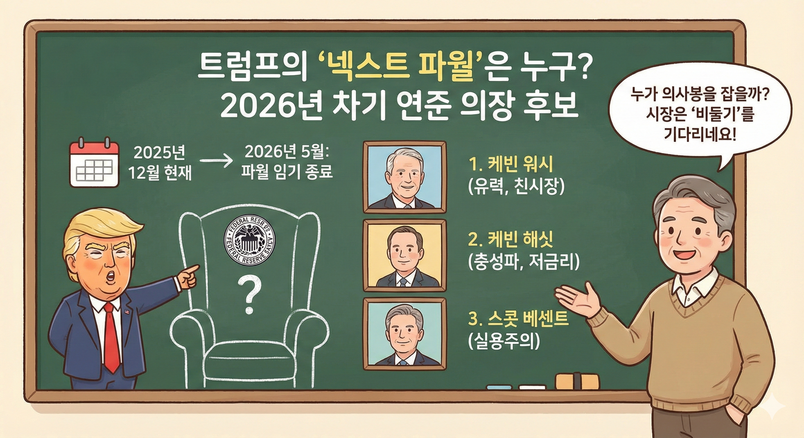 트럼프의 '넥스트 파월'은 누구 2026년 차기 연준 의장 후보 3인방과 시장 예측