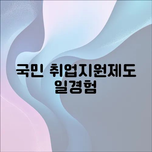 국민 취업지원제도 일경험
