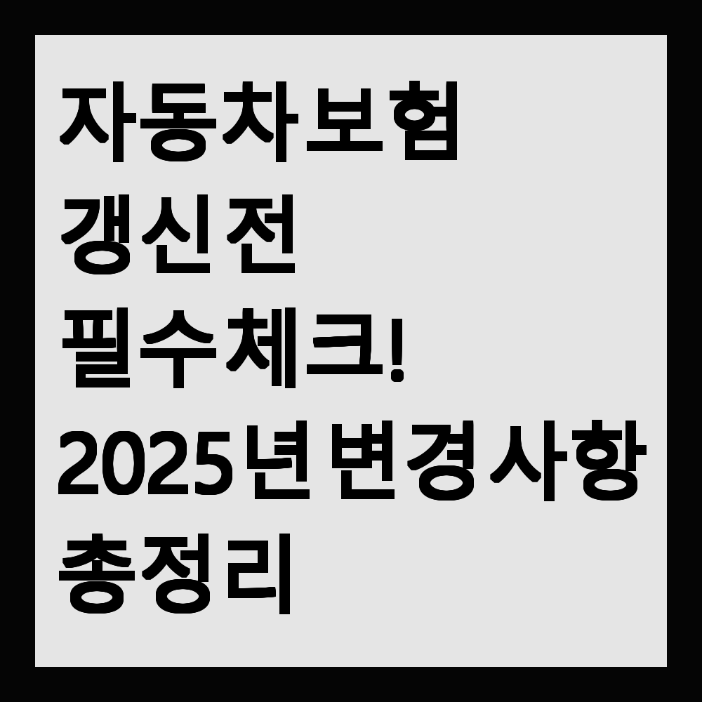 자동차 보험 갱신 전 필수 체크! 2025년 변경 사항 총정리