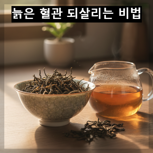 한국 전통 다도실 배경에서 따뜻한 김이 피어오르는 우롱차 한 잔과 신선한 생강 조각들이 놓인 정갈한 모습의 고화질 사진