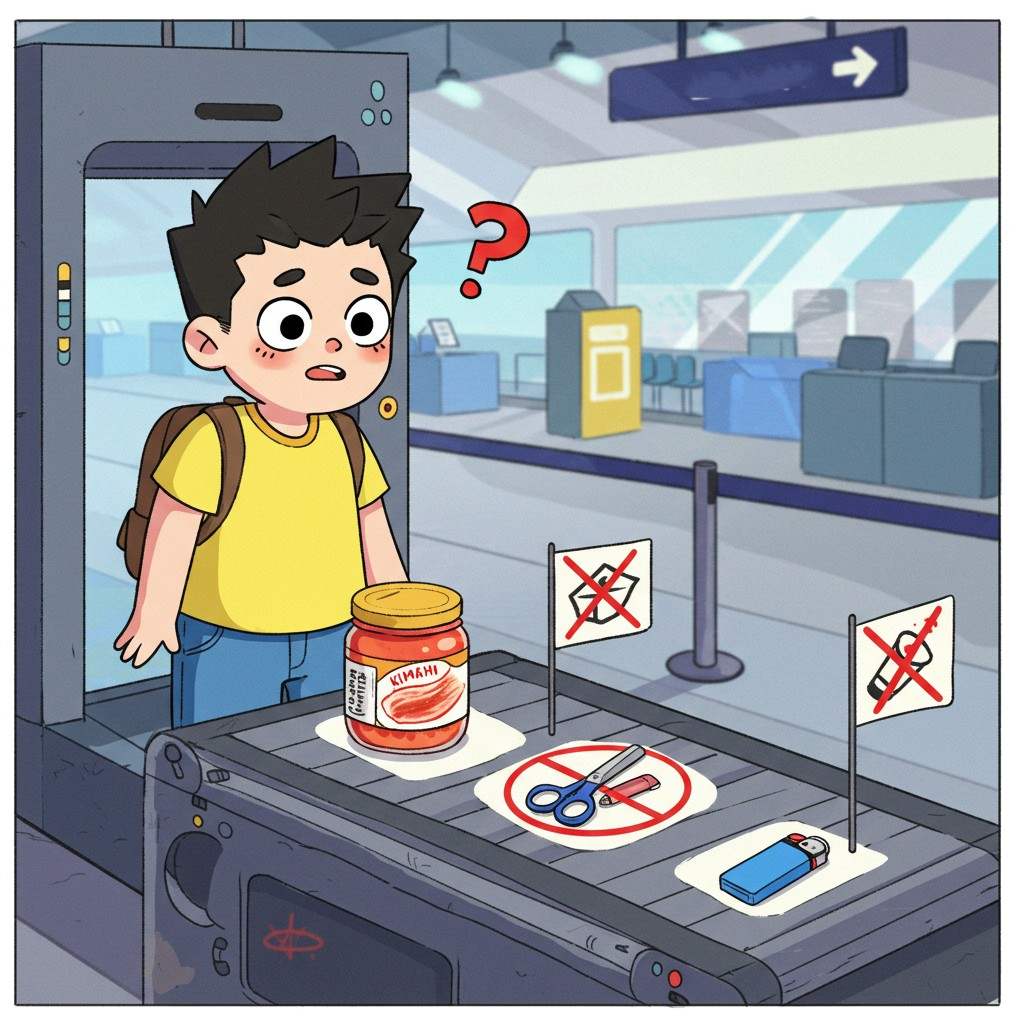 기내 수하물 반입 금지 품목: 공항 검색대에서 당황