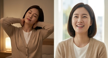 저녁과 아침 루틴이 대비되는 이미지