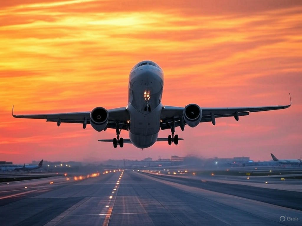 이륙하는 비행기 이미지