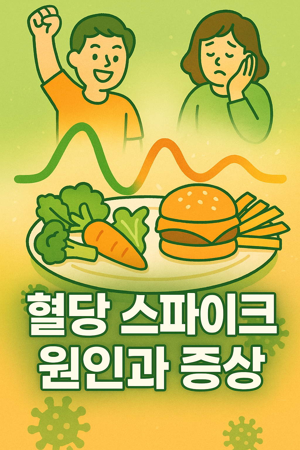 혈당 스파이크 원인과 증상을 표현한 일러스트
