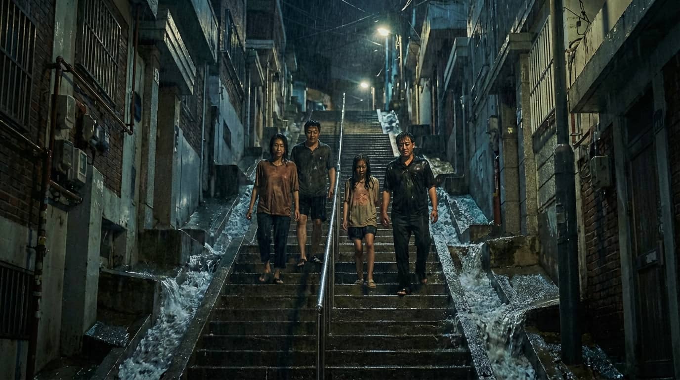 "영화 기생충 계단 장면" 한국사회의 계급상징 계단