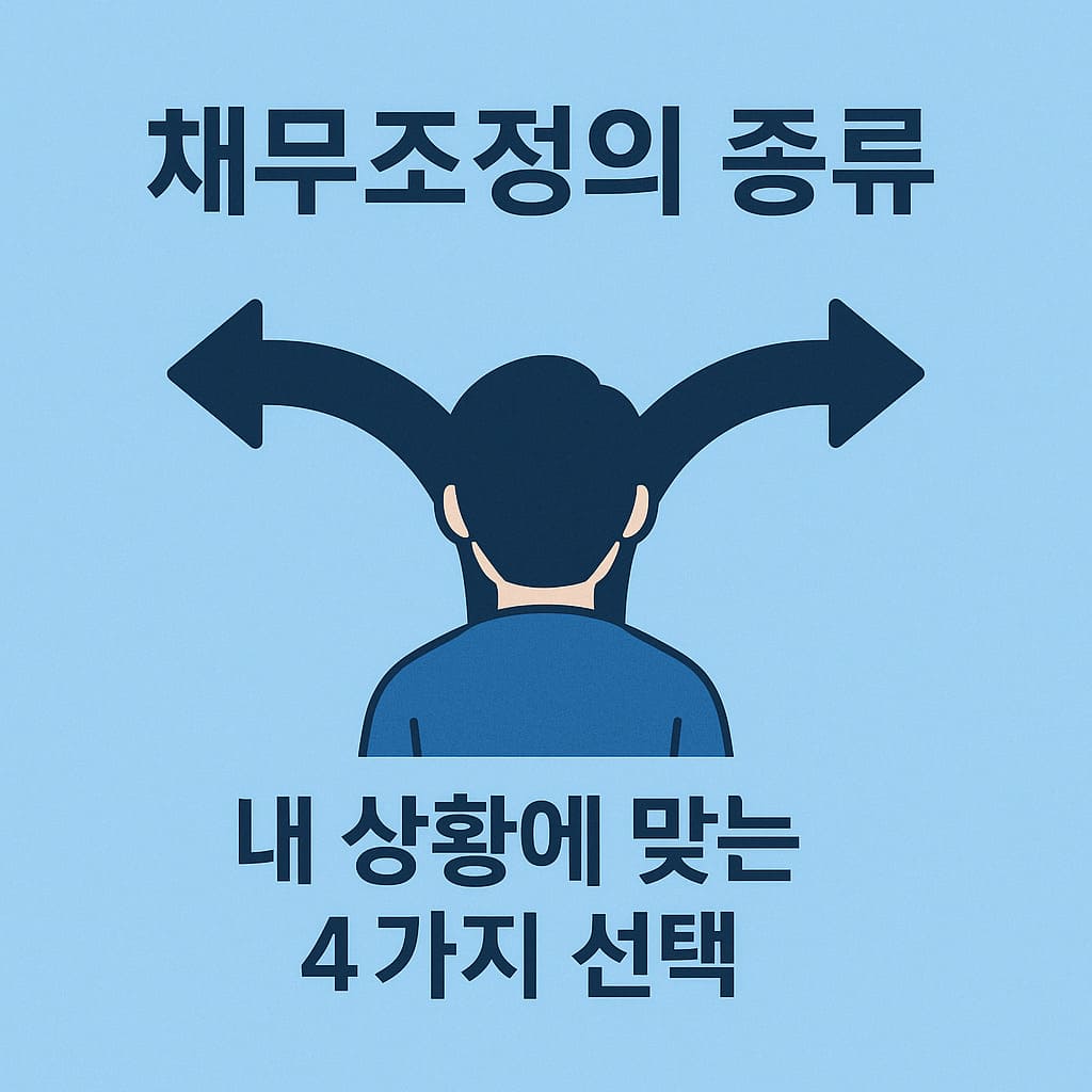 채무조정의 4가지 종류를 선택하는 상황 일러스트