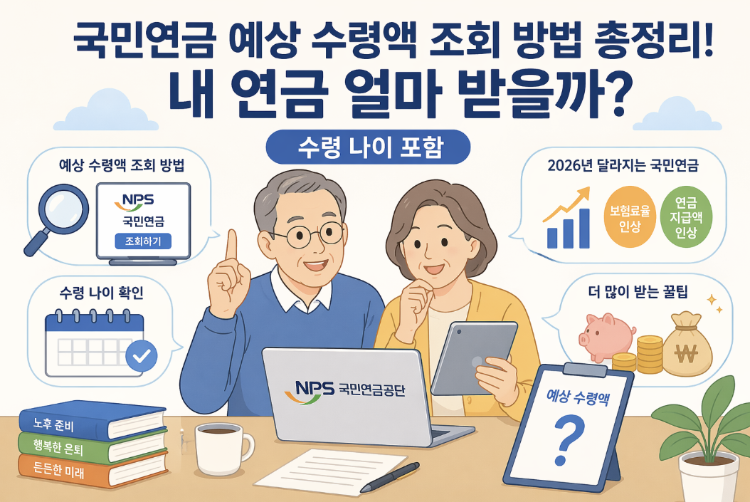 국민연금 예상 수령액 조회 방법 수령 나이 확인 인포그래픽