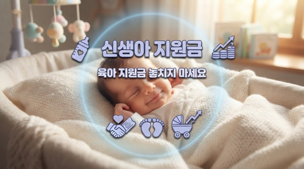 행복한 표정을 짓고 있는 신생아의 모습