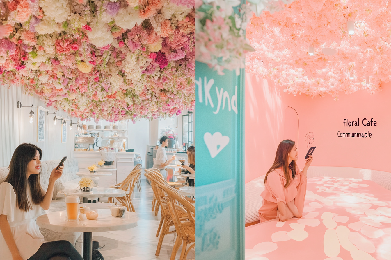 SNS에서 인기 있는 카페 장면