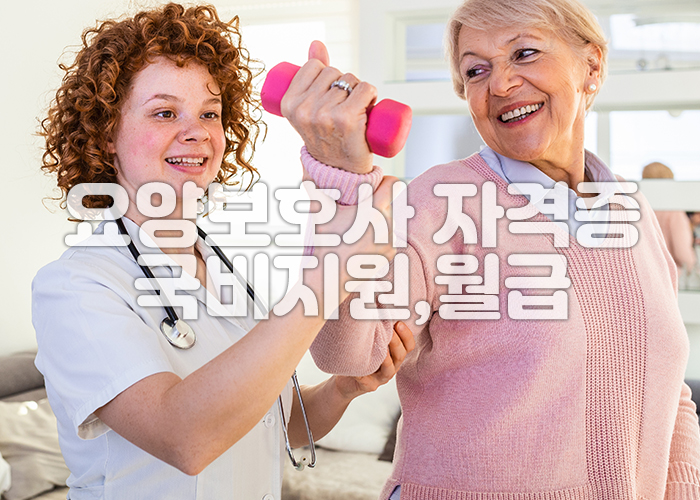 요양보호사 자격증을 가지고 있는 전문가가 노인을 보살피고 있다