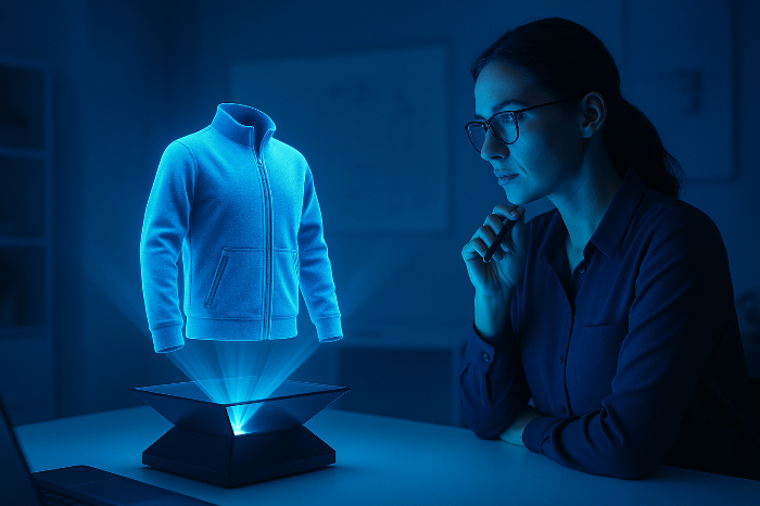 디지털 샘플을 검토하는 디자이너