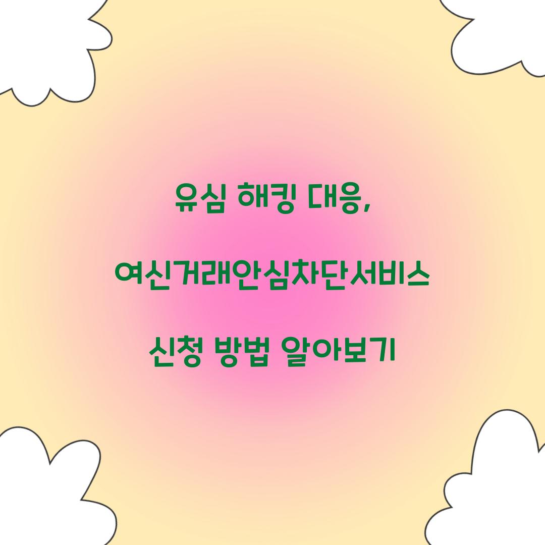 유심 해킹 대응: 여신거래안심차단서비스 신청 필수