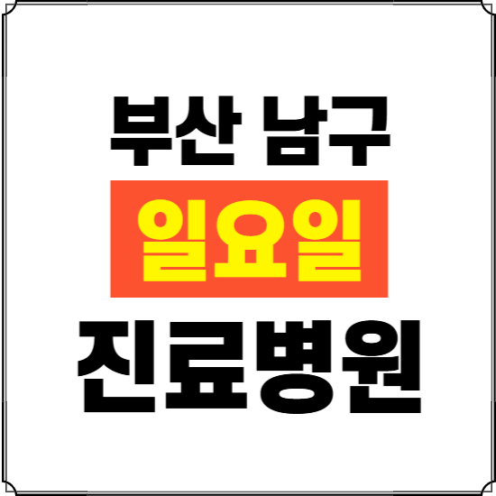 부산 남구 일요일 진료병원 찾기 ❘ 24시 휴일 주말 응급 야간 심야 문여는 병원