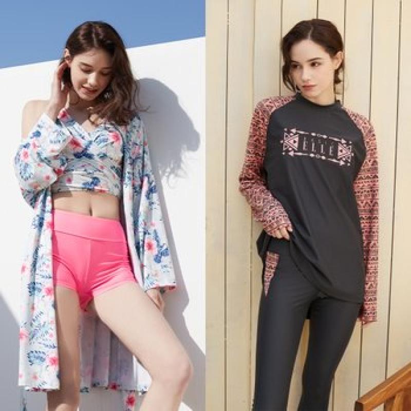 SSG추천 베이직엘르 여성인 체형커버 래쉬가드 세트 비치웨어 수영복 SET