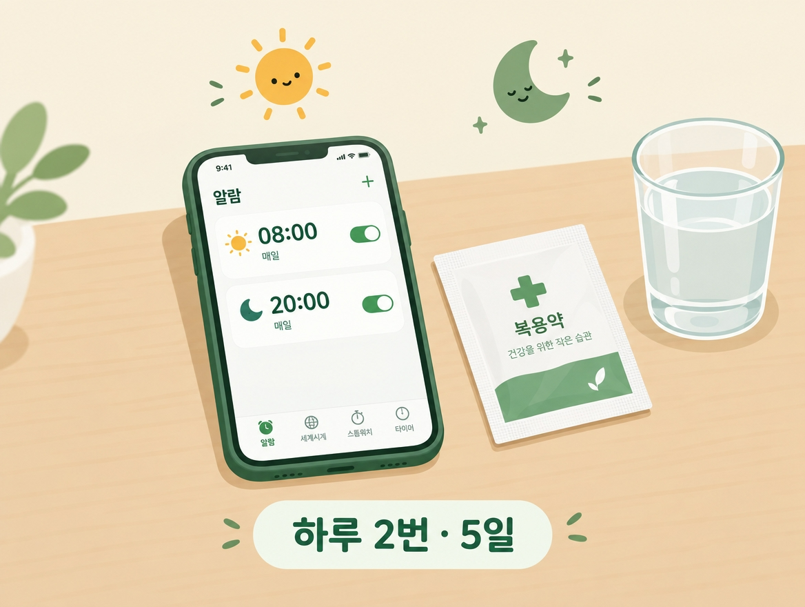 타미플루 복용 시기 알람 하루 2번
