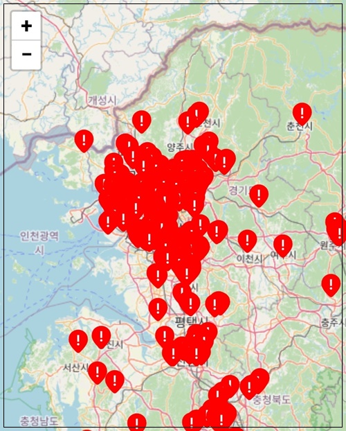 딥페이크 피해학교 지도 학교 조회하기 제보하기