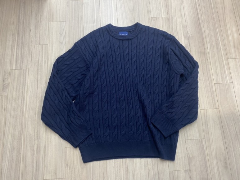 후브스 Hooves 헤비 케이블 니트 울 스웨터 [네이비]CABLE KNIT WOOL SWEATER [NAVY]