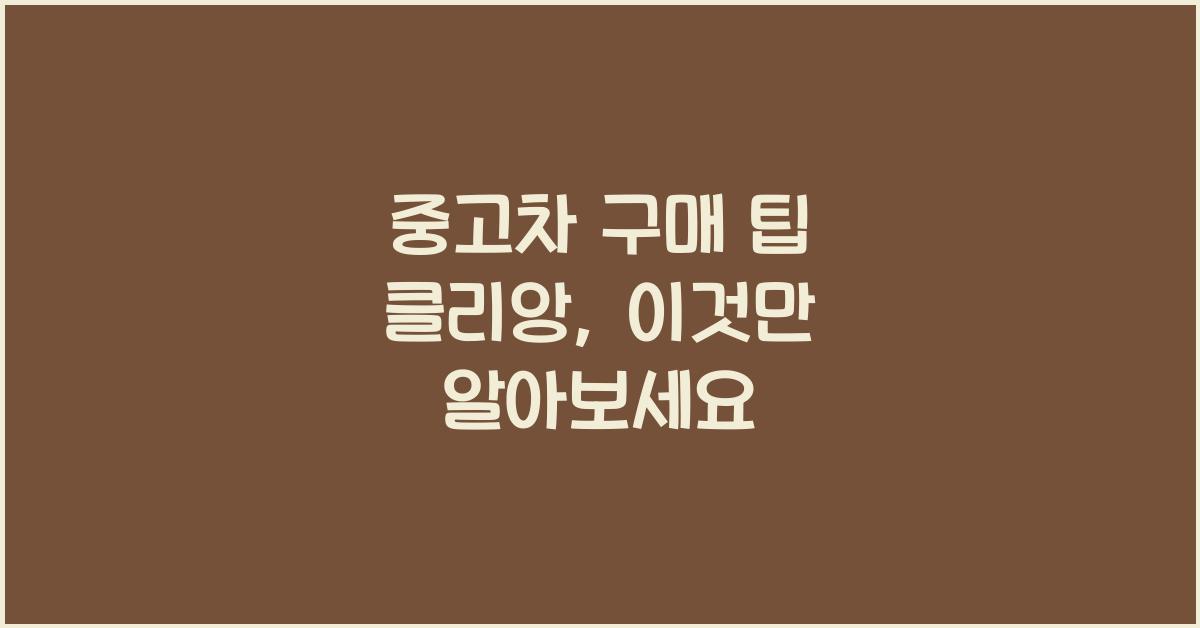 중고차 구매 팁 클리앙